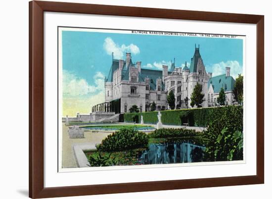 Asheville, North Carolina, Exterior View of the Biltmore Mansion with Lily Pools-Lantern Press-Framed Premium Giclee Print