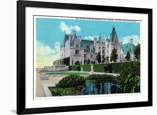 Asheville, North Carolina, Exterior View of the Biltmore Mansion with Lily Pools-Lantern Press-Framed Premium Giclee Print