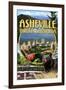 Asheville, North Carolina - Montage Scenes-Lantern Press-Framed Art Print