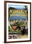 Asheville, North Carolina - Montage Scenes-Lantern Press-Framed Art Print