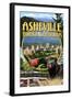 Asheville, North Carolina - Montage Scenes-Lantern Press-Framed Art Print