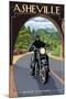 Asheville, North Carolina - Motorcycle Scene-Lantern Press-Mounted Art Print