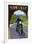 Asheville, North Carolina - Motorcycle Scene-Lantern Press-Framed Art Print