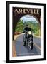 Asheville, North Carolina - Motorcycle Scene-Lantern Press-Framed Art Print