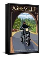 Asheville, North Carolina - Motorcycle Scene-Lantern Press-Framed Stretched Canvas