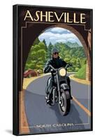 Asheville, North Carolina - Motorcycle Scene-Lantern Press-Framed Art Print