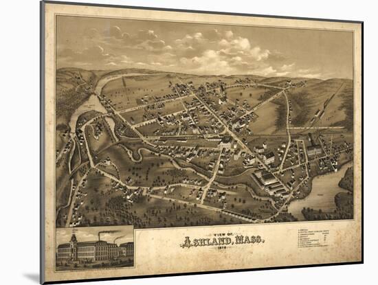 Ashland, Massachusetts - Panoramic Map-Lantern Press-Mounted Art Print