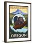 Ashland, Oregon - Beaver and Mountain-Lantern Press-Framed Art Print