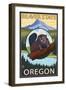 Ashland, Oregon - Beaver and Mountain-Lantern Press-Framed Art Print