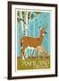 Ashland, Oregon - Deer and Fawn - Letterpress-Lantern Press-Framed Art Print