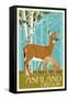 Ashland, Oregon - Deer and Fawn - Letterpress-Lantern Press-Framed Stretched Canvas
