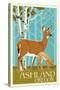 Ashland, Oregon - Deer and Fawn - Letterpress-Lantern Press-Stretched Canvas