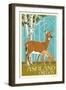 Ashland, Oregon - Deer and Fawn - Letterpress-Lantern Press-Framed Art Print