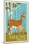 Ashland, Oregon - Deer and Fawn - Letterpress-Lantern Press-Mounted Art Print
