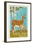 Ashland, Oregon - Deer and Fawn - Letterpress-Lantern Press-Framed Art Print