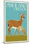 Ashland, Oregon - Deer and Fawn-Lantern Press-Mounted Art Print