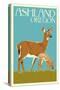 Ashland, Oregon - Deer and Fawn-Lantern Press-Stretched Canvas