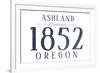 Ashland, Oregon - Established Date (Blue)-Lantern Press-Framed Art Print