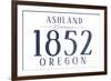 Ashland, Oregon - Established Date (Blue)-Lantern Press-Framed Art Print