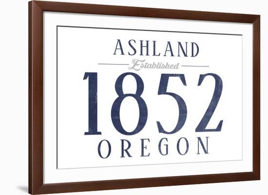 Ashland, Oregon - Established Date (Blue)-Lantern Press-Framed Art Print