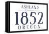 Ashland, Oregon - Established Date (Blue)-Lantern Press-Framed Stretched Canvas