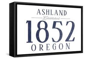 Ashland, Oregon - Established Date (Blue)-Lantern Press-Framed Stretched Canvas