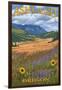 Ashland, Oregon - Field and Flowers-Lantern Press-Framed Art Print