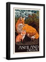 Ashland, Oregon - Fox and Kit - Letterpress-Lantern Press-Framed Art Print