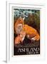 Ashland, Oregon - Fox and Kit - Letterpress-Lantern Press-Framed Art Print