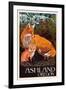 Ashland, Oregon - Fox and Kit - Letterpress-Lantern Press-Framed Art Print