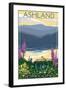 Ashland, Oregon - Lake and Mountain-Lantern Press-Framed Art Print