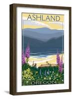 Ashland, Oregon - Lake and Mountain-Lantern Press-Framed Art Print