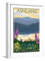 Ashland, Oregon - Lake and Mountain-Lantern Press-Framed Art Print