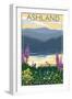 Ashland, Oregon - Lake and Mountain-Lantern Press-Framed Art Print