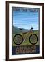 Ashland, Oregon - Mountain Bike Scene - Ride the Trails-Lantern Press-Framed Art Print