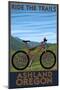 Ashland, Oregon - Mountain Bike Scene - Ride the Trails-Lantern Press-Mounted Art Print