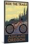 Ashland, Oregon - Ride the Trails-Lantern Press-Mounted Art Print