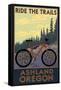 Ashland, Oregon - Ride the Trails-Lantern Press-Framed Stretched Canvas