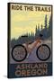 Ashland, Oregon - Ride the Trails-Lantern Press-Stretched Canvas