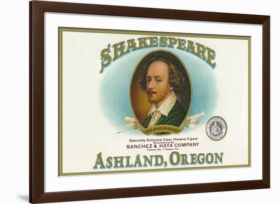 Ashland, Oregon - Shakespeare Cigar Box Label-Lantern Press-Framed Art Print