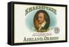 Ashland, Oregon - Shakespeare Cigar Box Label-Lantern Press-Framed Stretched Canvas