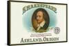 Ashland, Oregon - Shakespeare Cigar Box Label-Lantern Press-Framed Stretched Canvas