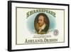 Ashland, Oregon - Shakespeare Cigar Box Label-Lantern Press-Framed Art Print