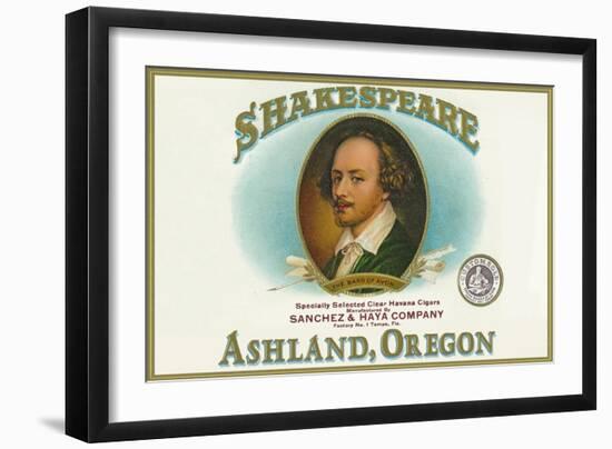 Ashland, Oregon - Shakespeare Cigar Box Label-Lantern Press-Framed Art Print
