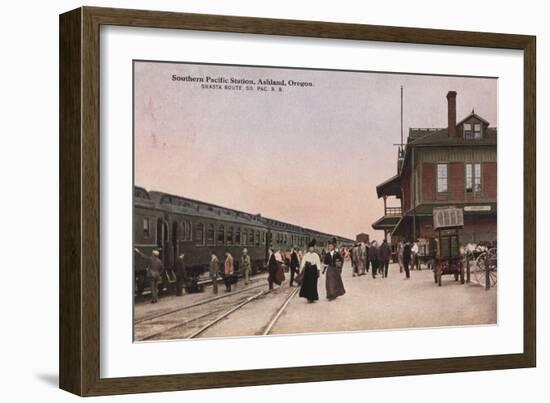 Ashland, Oregon - Southern Pacific Railroad Station-Lantern Press-Framed Art Print