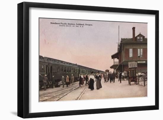 Ashland, Oregon - Southern Pacific Railroad Station-Lantern Press-Framed Art Print