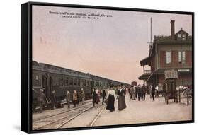 Ashland, Oregon - Southern Pacific Railroad Station-Lantern Press-Framed Stretched Canvas