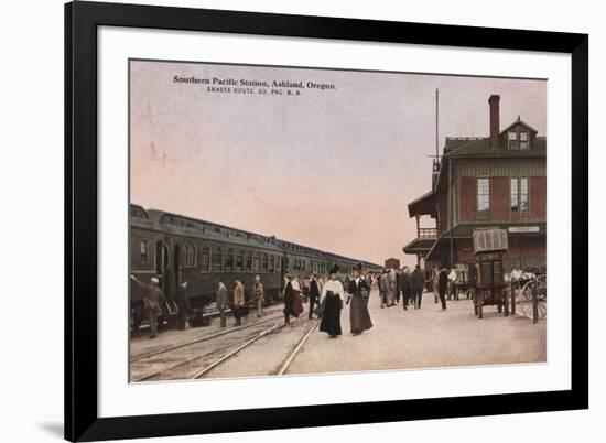 Ashland, Oregon - Southern Pacific Railroad Station-Lantern Press-Framed Art Print