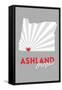 Ashland, Oregon - State with Red Heart-Lantern Press-Framed Stretched Canvas