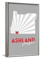 Ashland, Oregon - State with Red Heart-Lantern Press-Framed Art Print